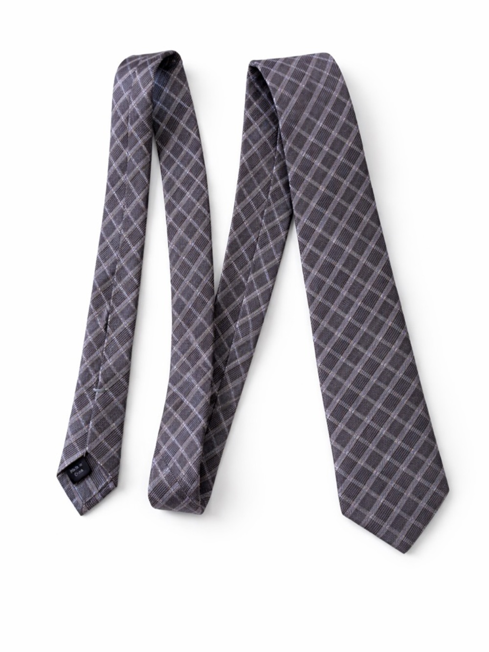 Saks Fifth Avenue Gray Plaid Silk Tie Classic Diamond Pattern Men’s Designer Tie - Picture 2 of 6